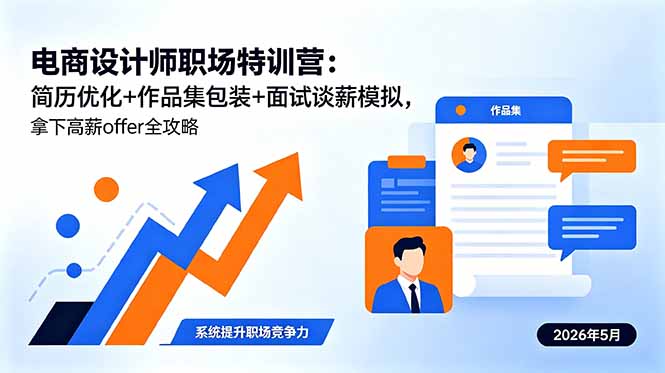 （18544期）电商设计师职场特训营：简历优化+作品集包装+面试谈薪模拟，拿下高薪offer全攻略|无忧资源社