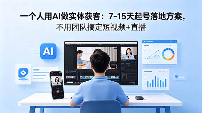 （18432期）一个人用AI做实体获客：7-15天起号落地方案，不用团队搞定短视频+直播|无忧资源社