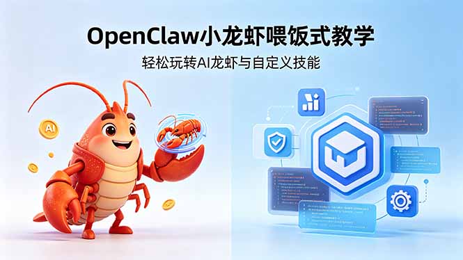 （18314期）不用懂技术！OpenClaw小龙虾喂饭式教学，轻松玩转AI龙虾与自定义技能|无忧资源社