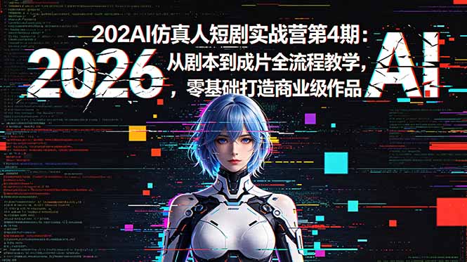 (18656期)2026AI仿真人短剧实战营第4期:从剧本到成片全流程教学,零基础打造商业级作品|无忧资源社