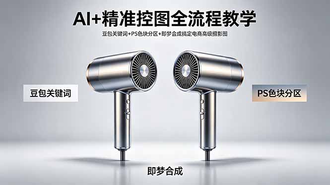 （18331期）AI+精准控图全流程教学 豆包关键词+PS色块分区+即梦合成搞定电商高级摄影图|无忧资源社
