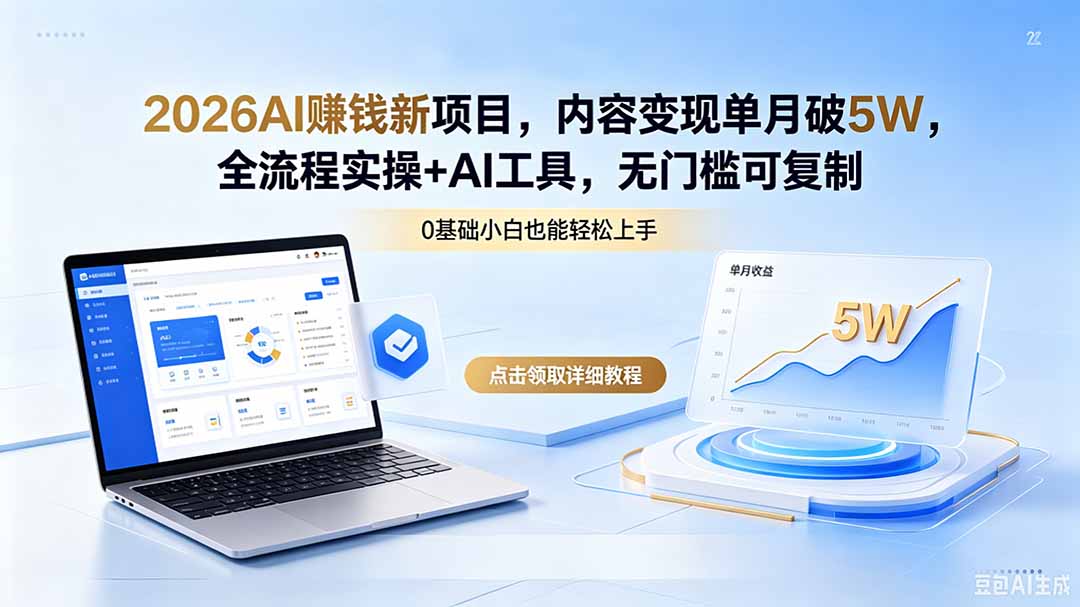 （18476期）2026AI赚钱新项目，内容变现单月破5W，全流程实操+AI工具，无门槛可复制|无忧资源社
