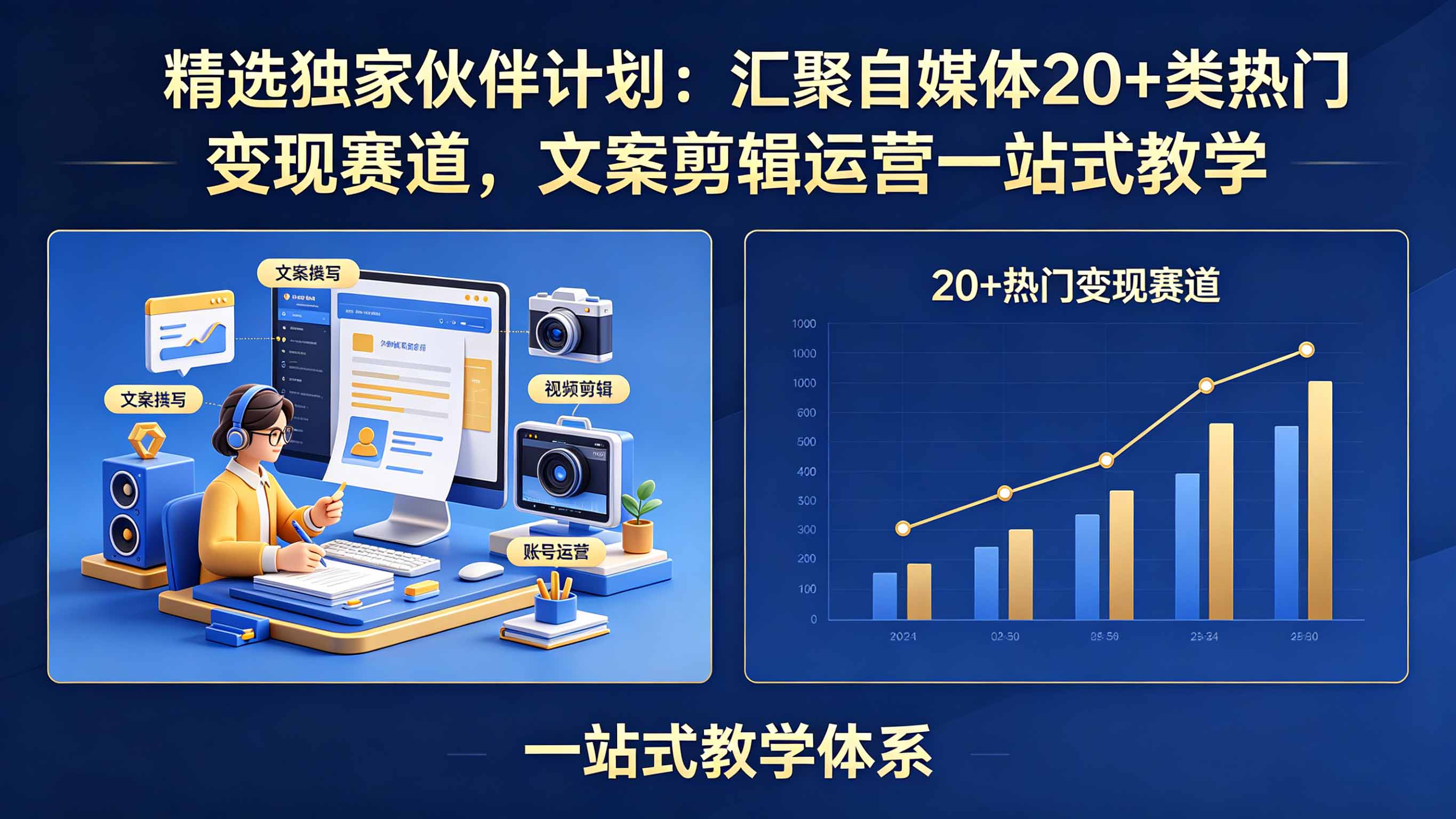 （18478期）精选独家伙伴计划：汇聚自媒体20+类热门变现赛道，文案剪辑运营一站式教学|无忧资源社