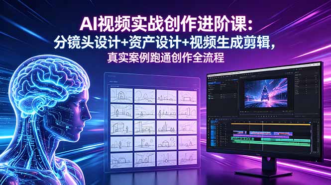 （18596期）AI视频实战创作进阶课：分镜头设计+资产设计+视频生成剪辑，真实案例跑通创作全流程|无忧资源社