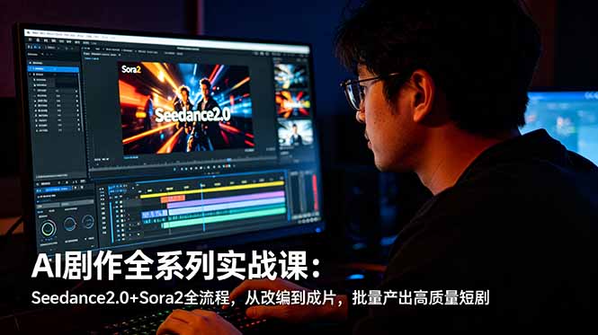 （18647期）AI剧作全系列实战课：Seedance2.0+Sora2全流程，从改编到成片，批量产出高质量短剧|无忧资源社