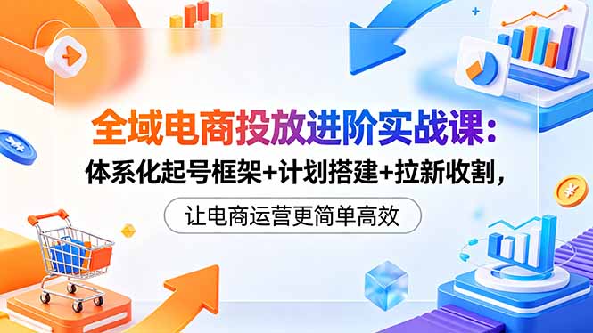 （18532期）全域电商投放进阶实战课：体系化起号框架+计划搭建+拉新收割，让电商运营更简单高效|无忧资源社