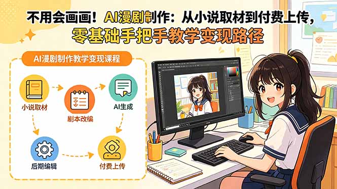（18439期）不用会画画！AI漫剧制作：从小说取材到付费上传，零基础手把手教学变现路径|无忧资源社