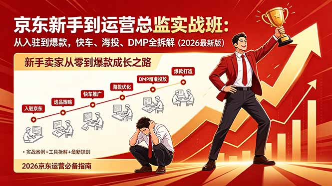 （18291期）京东新手到运营总监实战班：从入驻到爆款，快车、海投、DMP全拆解，2026最新版|无忧资源社