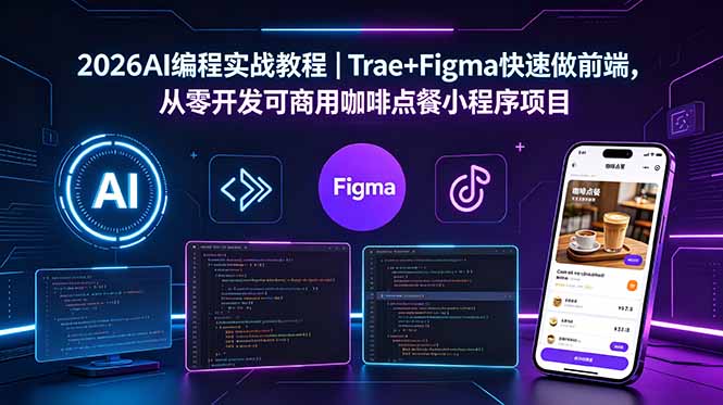 （18627期）2026AI编程实战教程｜Trae+Figma快速做前端，从零开发可商用咖啡点餐小程序项目|无忧资源社