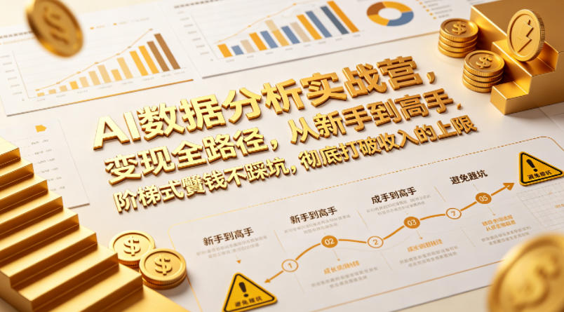 AI数据分析实战营，变现全路径，从新手到高手，阶梯式賺钱不踩坑，彻底打破收入的上限|无忧资源社