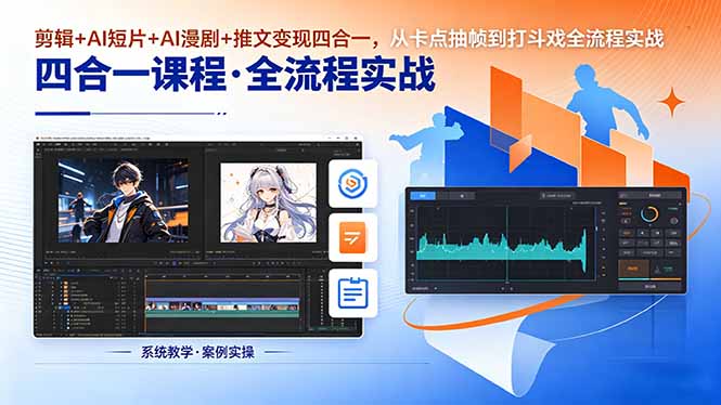 （18463期）剪辑+AI短片+AI漫剧+推文变现四合一，从卡点抽帧到打斗戏全流程实战|无忧资源社
