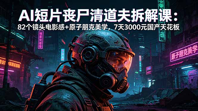 （18649期）AI短片《丧尸清道夫》拆解课：82个镜头电影感+原子朋克美学，7天3000元国产天花板|无忧资源社