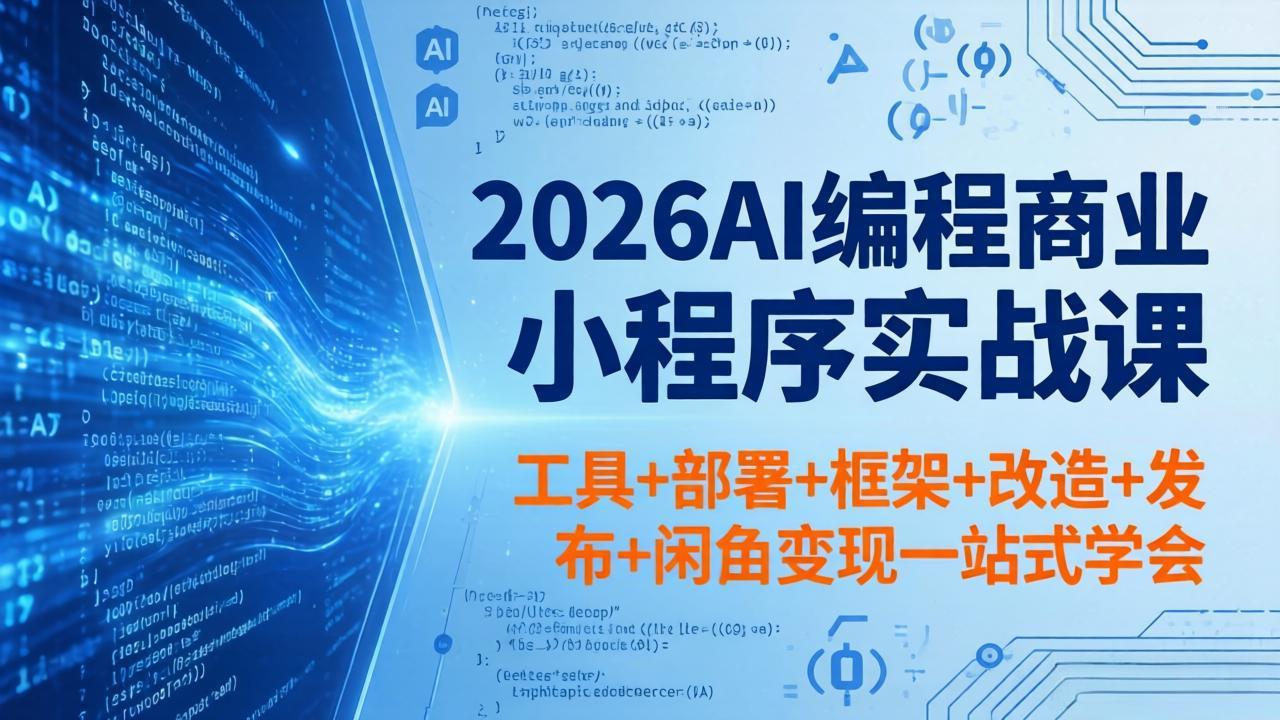 （18293期）2026AI编程商业小程序实战课，工具+部署+框架+改造+发布+闲鱼变现一站式学会|无忧资源社