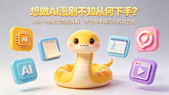 （18550期）想做AI漫剧不知从何下手？开局一条蛇全流程拆解，学会脚本撰写与剪辑合成|无忧资源社