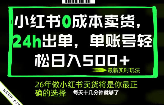 小红书0成本AI卖货，24小时出单，全流程托管，保底日入500+，每天十几分钟就够了【揭秘】|无忧资源社