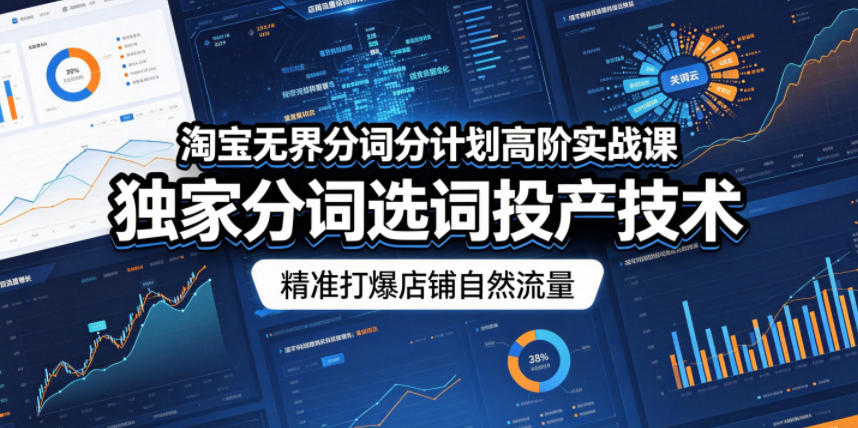 淘宝无界分词分计划高阶实战课，独家分词选词投产技术，精准打爆店铺自然流量|无忧资源社