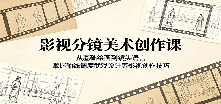影视分镜美术创作课：从基础绘画到镜头语言，掌握轴线调度武戏设计等影视创作技巧|无忧资源社