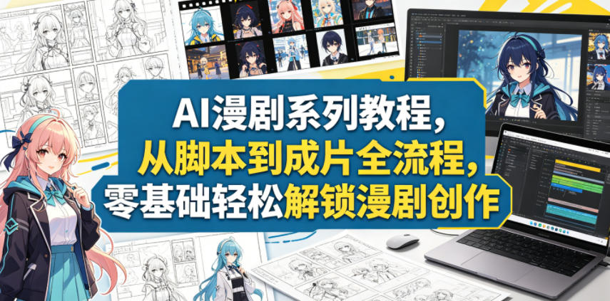 AI漫剧系列教程，从脚本到成片全流程，零基础轻松解锁漫剧创作|无忧资源社