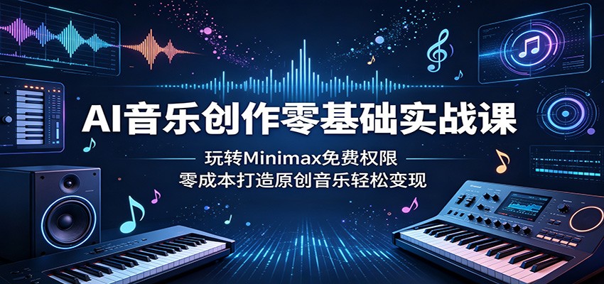 AI音乐创作零基础实战课：玩转Minimax免费权限，零成本打造原创音乐轻松变现|无忧资源社