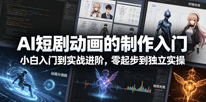 AI短剧动画的制作入门，小白入门到实战进阶，零起步到独立实操|无忧资源社