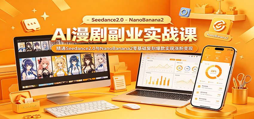 AI漫剧副业实战课：精通Seedance2.0与NanoBanana2零基础复刻爆款实现涨粉变现|无忧资源社