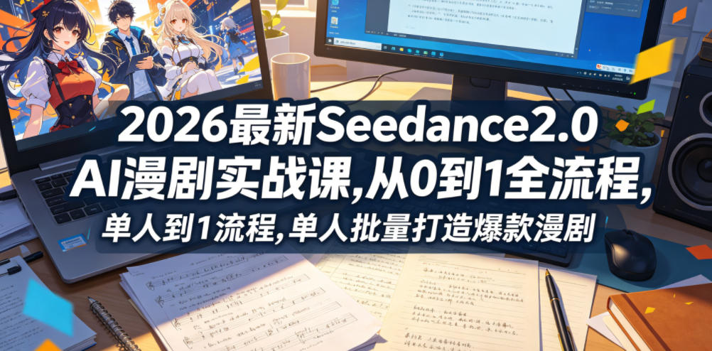 2026最新Seedance2.0 AI漫剧实战课,，从0到1全流程，单人批量打造爆款漫剧|无忧资源社