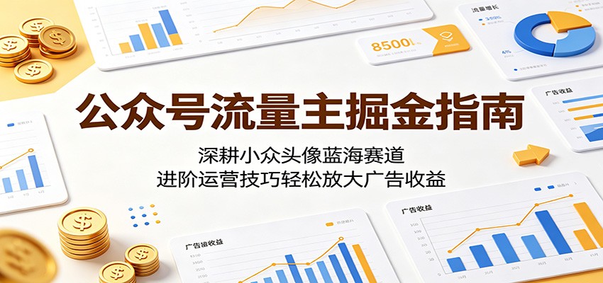 公众号流量主掘金指南：深耕小众头像蓝海赛道，进阶运营技巧轻松放大广告收益|无忧资源社