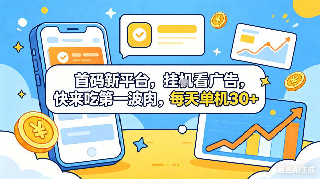首码新平台，挂G自动看广告，快来吃第一波肉，每天单机30+，可矩阵放大【揭秘】|无忧资源社