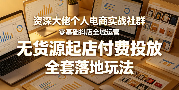 资深大佬个人电商实战社群，零基础抖店全域运营，无货源起店付费投放，全套落地玩法|无忧资源社
