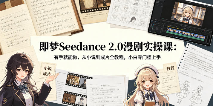 即梦Seedance 2.0漫剧实操课：有手就能做，从小说到成片全教程，小白零门槛上手|无忧资源社