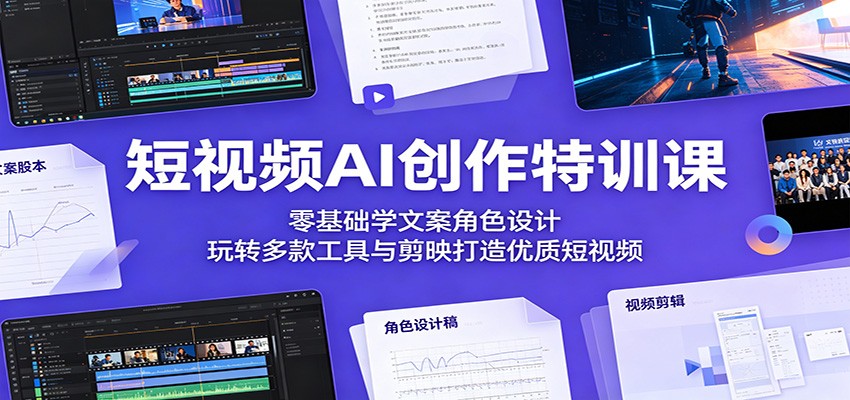 短视频AI创作特训课：零基础学文案角色设计，玩转多款工具与剪映打造优质短视频|无忧资源社