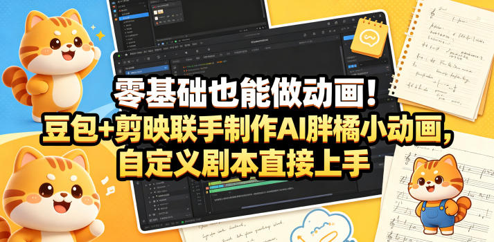 零基础也能做动画！豆包+剪映联手制作AI胖橘小动画，自定义剧本直接上手|无忧资源社