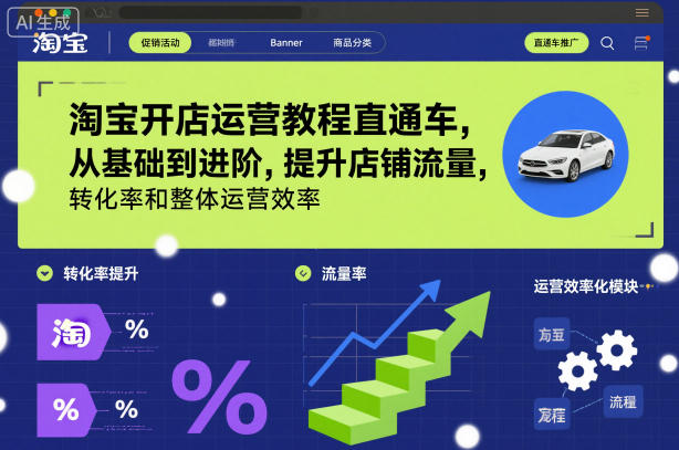 淘宝开店运营教程直通车，从基础到进阶，提升店铺流量，转化率和整体运营效率（更新26年4月20日）|无忧资源社