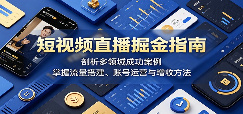 短视频直播掘金指南：剖析多领域成功案例，掌握流量搭建、账号运营与增收方法|无忧资源社