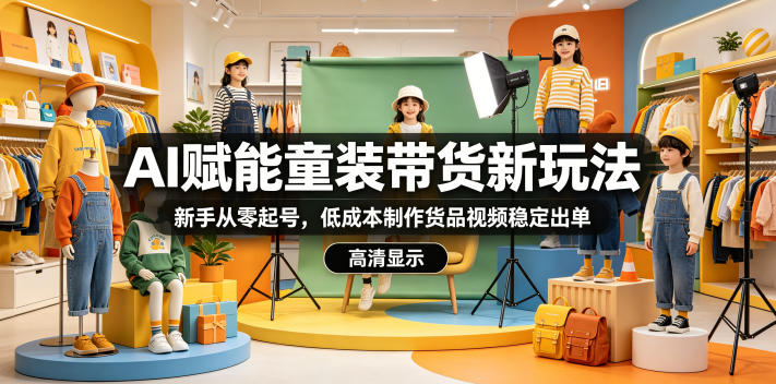 AI赋能童装带货新玩法，新手从零起号，低成本制作货品视频稳定出单|无忧资源社