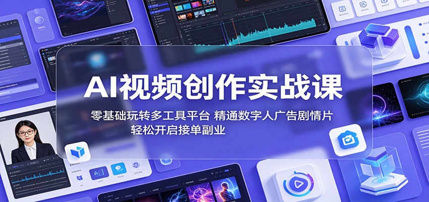 AI视频创作实战课:零基础玩转多工具平台,精通数字人广告、剧情片,轻松开启接单副业|无忧资源社