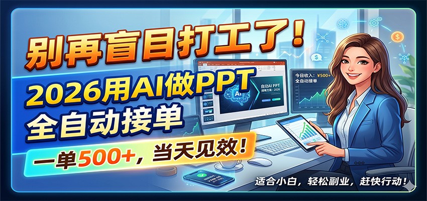 别再盲目打工了！2026用AI做PPT全自动接单，一单5张+，当天见效！|无忧资源社