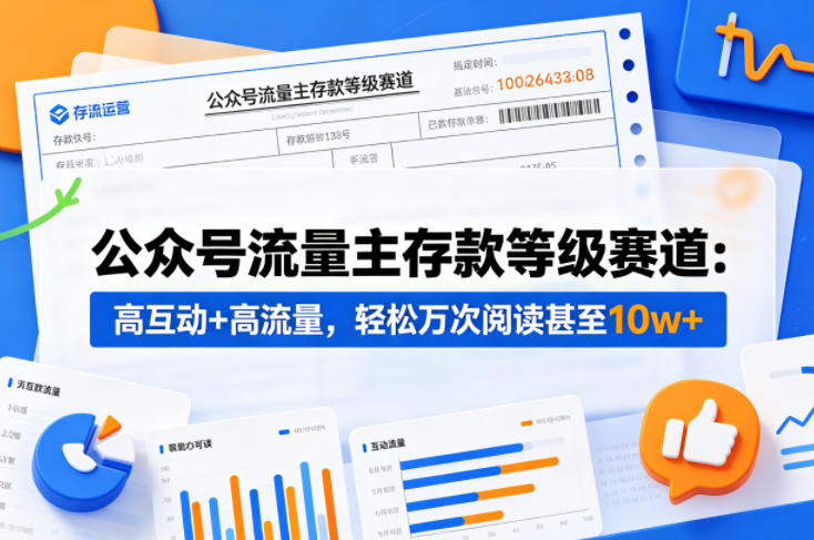 公众号流量主之存款等级赛道，高互动+高流量，轻松达到万次阅读，甚至10w+|无忧资源社