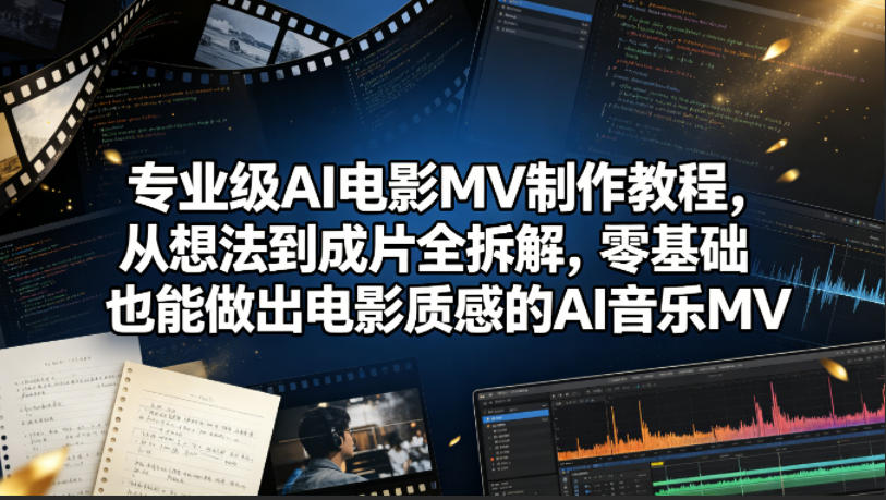 专业级AI电影MV制作教程，从想法到成片全拆解，零基础也能做出电影质感的AI音乐MV|无忧资源社
