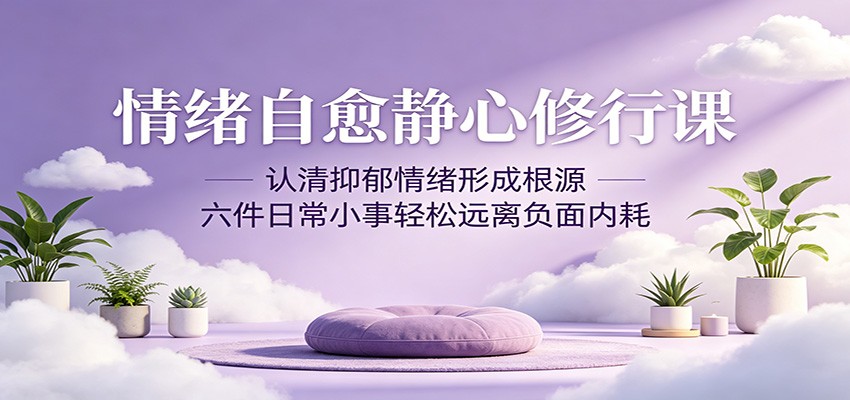 情绪自愈静心修行课：认清抑郁情绪形成根源，六件日常小事轻松远离负面内耗|无忧资源社