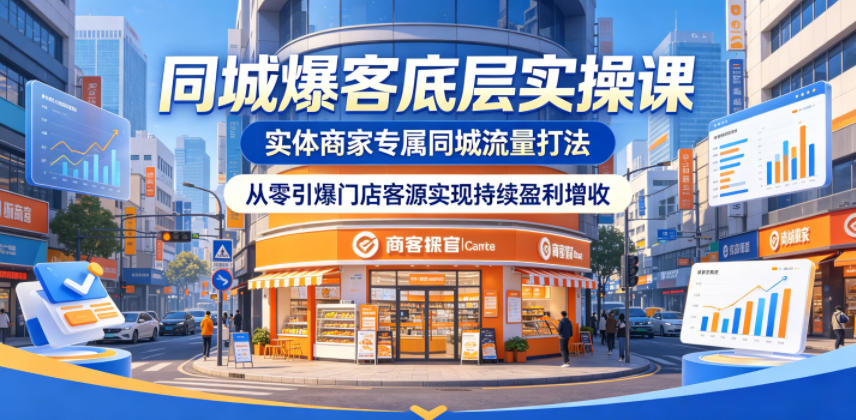 同城爆客底层实操课，实体商家专属同城流量打法，从零引爆门店客源实现持续盈利增收|无忧资源社