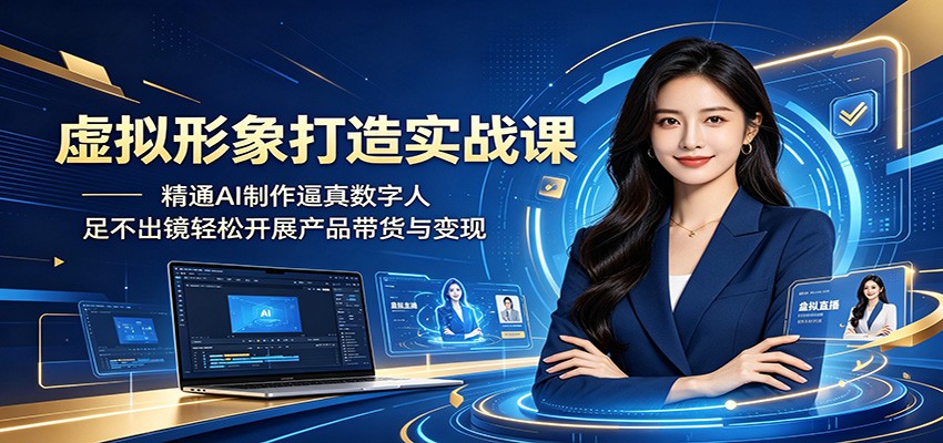 虚拟形象打造实战课:精通AI制作逼真数字人,足不出镜轻松开展产品带货与变现|无忧资源社