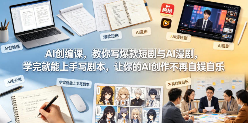AI创编课，教你写爆款短剧与AI漫剧，学完就能上手写剧本，让你的AI创作不再自娱自乐|无忧资源社