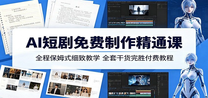 AI短剧免费制作精通课：全程保姆式细致教学，全套干货完胜付费教程|无忧资源社