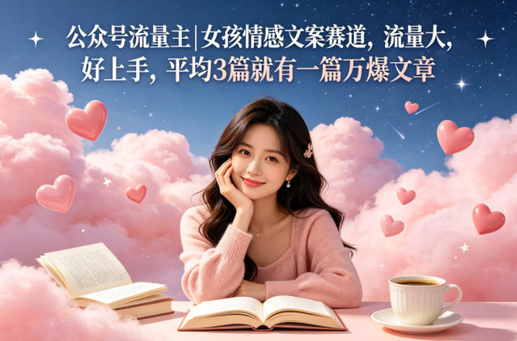 公众号流量主女孩情感文案赛道，流量大，好上手，平均3篇就有一篇万爆文章|无忧资源社