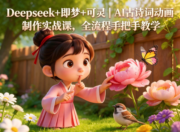 Deepseek+即梦+可灵｜AI古诗词动画制作实战课，全流程手把手教学|无忧资源社