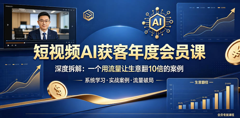 短视频AI获客年度会员课，深度拆解，一个用流量让生意翻10倍的案例|无忧资源社