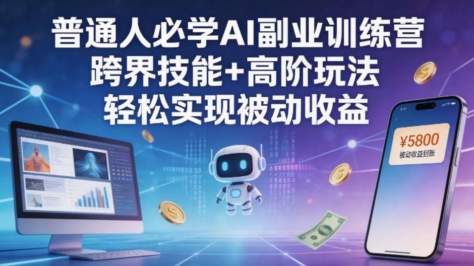 普通人必学AI副业训练营跨界技能+高阶玩法轻松实现被动收益|无忧资源社