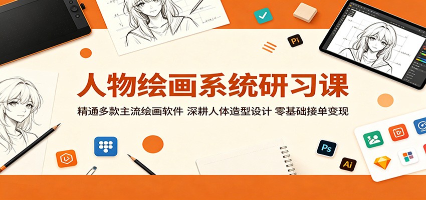 人物绘画系统研习课：精通多款主流绘画软件，深耕人体造型设计，零基础接单变现|无忧资源社