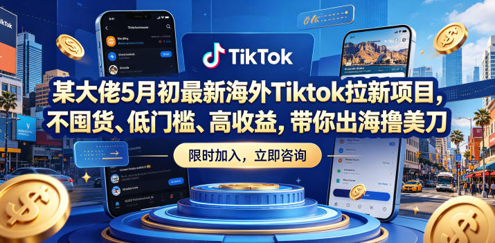 某大佬5月初最新海外Tiktok拉新项目，不囤货、低门槛、高收益，带你出海撸美刀|无忧资源社